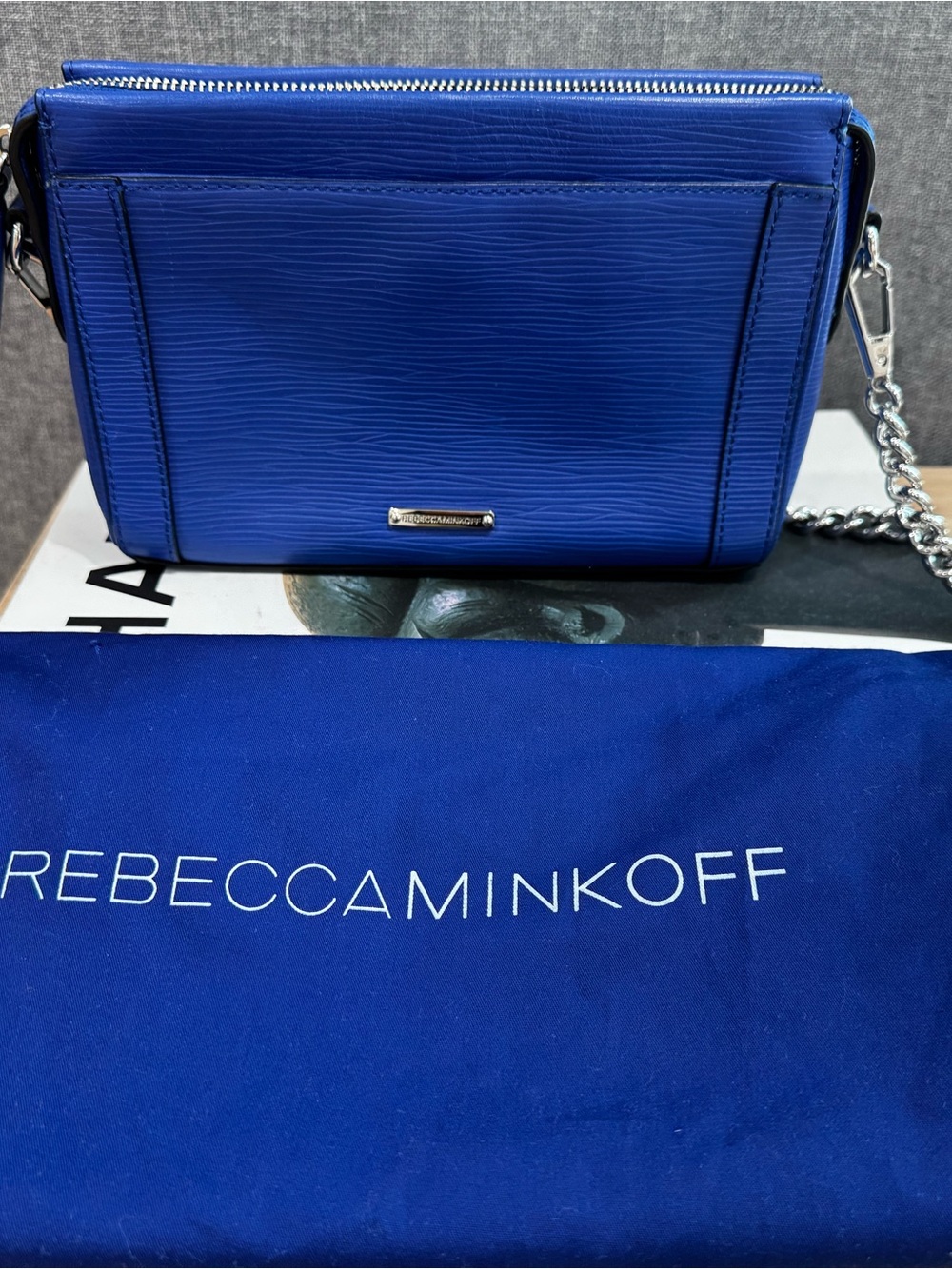 Rebecca Minkoff Cobalt Blue Leather Crossbody with Chain Strap